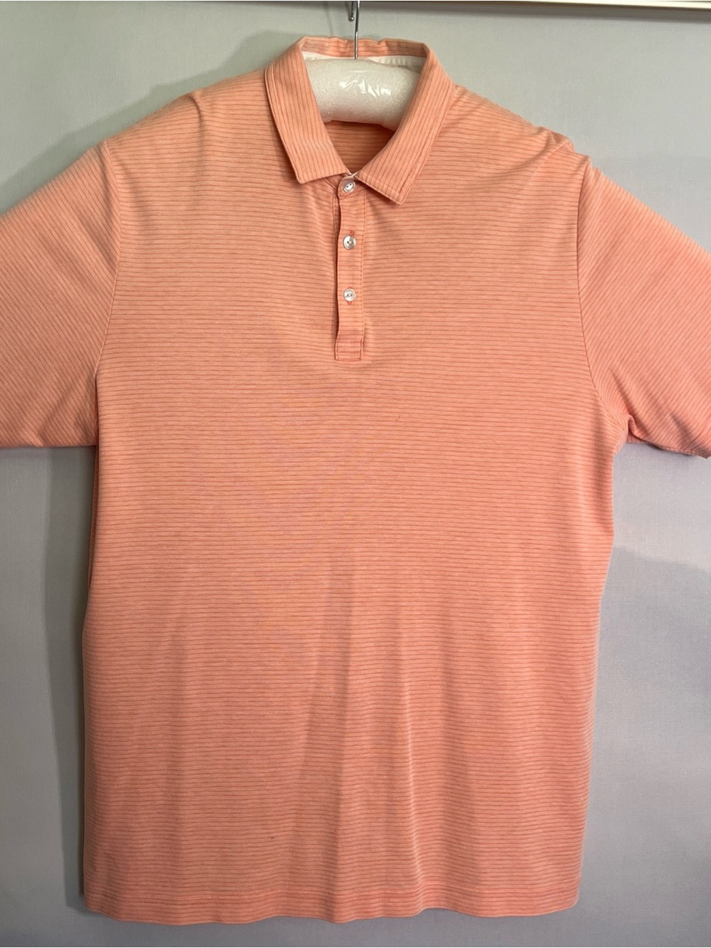 Travis Mathew Men's Peach/Light Coral Short-Sleeve Polo (L)